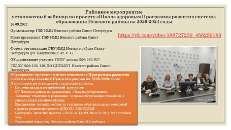 Установочный вебинар по проекту «Школа здоровья» 26.09.2022