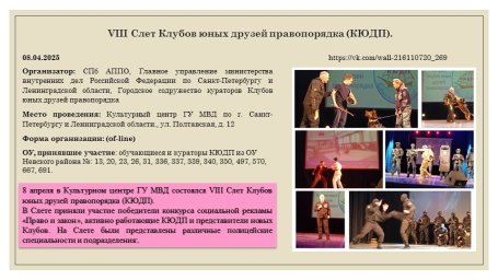 08.04.25 г. VIII Слет Клубов юных друзей правопорядка (КЮДП).