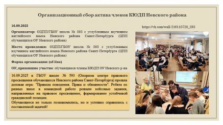 16.09.2025  Организационный сбор актива членов КЮДП Невского района